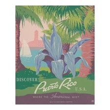 1940 Discover Puerto Rico Where the Americas Meet WPA Poster Tourism Travel picture