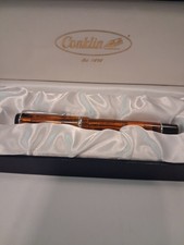 : Conklin Duragraph Amber Fountain Pen Black Omniflex Nib with Luxury Box picture