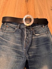 Vintage Celine silver and Gold-tone Belt Buckle with unbranded 100% leather Belt picture