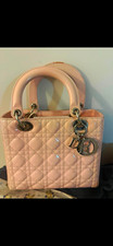 Dior Pink Cannage Quilted Top Handle Satchel Bag Charm Zip Silver Medium picture