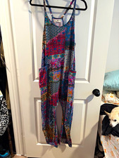 Natural Life Patchwork Harem Jumpsuit w/ Pockets Multicolor Women's L picture