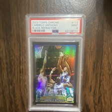 Topps 2003-04 Topps Chrome Carmelo Anthony RC Black Refractor /500 #113 PSA 9 picture