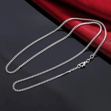 Genuine 925 Sterling Silver Curb Chain Necklace Lobster Clasp 16