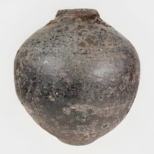 Antique Large 13” Chinese Qing Stoneware 16-1700s Decorative Wine Jug Handmade picture