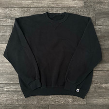 VTG 80s RUSSELL ATHLETIC USA BLACK FADED CREWNECK SINGLE-V SWEATSHIRT FITS SZ L picture