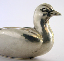 WONDERFUL GERMAN SOLID SILVER GLASS LINED DUCK SALT CELLER c1920 ANTIQUE picture