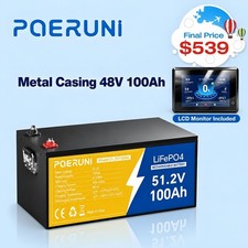 48V 100Ah LiFePO4 Lithium Battery Built-in BMS with LCD Monitor For Golf Carts picture