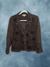 Coldwater Creek Women’s Size 16 Brown Embroidered Floral Beaded Blazer Jacket picture
