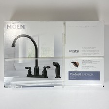 Moen Caldwell CA87060BL 2-Handle Kitchen Faucet w/ Side Sprayer in Matte Black picture