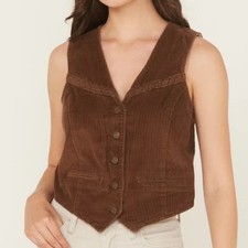 NEW Levi's Women’s Braided Corduroy Brown Western Boho Vest Size XL picture