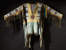 Men Handmade Beaded Leather War Shirt Powwow Regalia Men Beaded Shirt picture