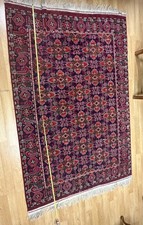 RARE Vintage Turkmen Turkoman Tribal Rug Handwoven Red Geometric Design 99X65inc picture