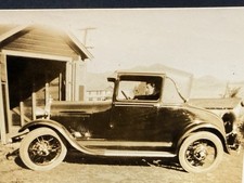 Vintage 1920s Ford Model A Coupe Photo Antique Classic Car Snapshot Garage picture