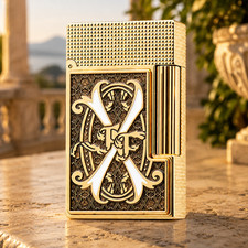 S.T. DUPONT Fuente Double Flame White V Emblem Gold Ligne 2 Lighter picture