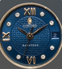 Concord Saratoga Ladies 23mm 18K Gold Stainless Watch Rare Blue Diamond Dial picture