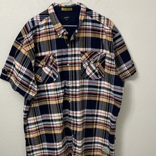 AKOO Men's 3XL Big & Tall Multicolor Plaid Short Sleeve Cotton Button-Down Shirt picture