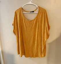 Buffalo David Bitton Women’s Tan Solid Scoop Neck Short Sleeve Pullover Top 2XL picture