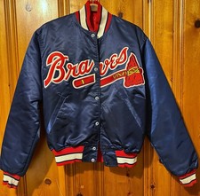 Vintage Starter Atlanta Braves Satin Jacket MLB Made USA Medium 80s 90s picture