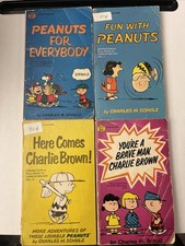 Vintage Lot of 4 Peanuts Fawcett Crest  Paperback Books Charlie Brown 1957-67 picture