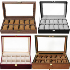 3-6-10-12-24 Slots Watch Box Watch Display Case Jewelry Storage Holder Box Gift picture