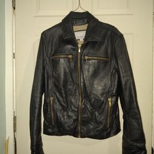 VTG Wilsons Leather M Julian Mens Small Black Leather Cafe Racer Moto Jacket picture
