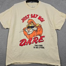 DARE Lion SHIRT Mens XL Yellow Keep Kids OFF Drugs Daren Just Say No 90s NWT B picture