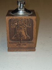 RARE Ronson Bicentenial Mahogany Table Lighter -Liberty Bell - #265 picture