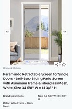 Paramondo Retractable Screen for Sliding Patio Screen with Aluminum Frame NEW picture