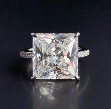 Rare 9.95 Certified Princess White Diamond Solitaire Ring,  picture