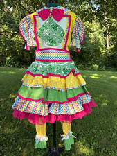 HANDMADE PROFESSIONAL RUFFLED WOMEN’S CLOWN COSTUME – FITS APPROX. SIZES 8–12 picture