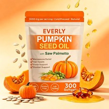 Everly Pumpkin Seed Oil with Saw Palmetto, 300 Softgels, Cold Pressed Pumpkin Se picture