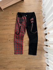 VTG Banned Red Gothicana Rock Tartan Bondage Pants picture