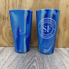 Silipint 22oz Blue Tie Dye BPA Free Silicone Cups Unbreakable Pair picture