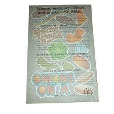 Vintage 1976 McDonalds Me-Shirt Iron-On Transfer Sheet Retro Fast Food Graphics picture