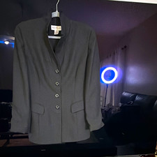 Kim Rogers Women’s Black Solid Lined Button Blazer Jacket Long Sleeve Size 10 picture