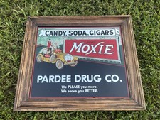 Vintage Moxie Drug Store Mirror Sign Pardee Drug Co Advertising  picture