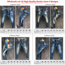 NEW 32 Pieces High Quality Denim Jeans 4 Different Modern Styles, 8 Sizes 29-38 picture
