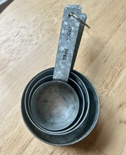 Vintage Galvanized Metal Measuring Cup Set picture