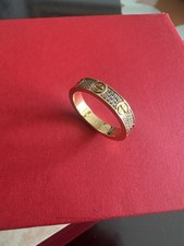 NEW 18K Yellow Gold Pavé Love Diamond Band RingCartleerSize 7 picture