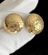 Vintage 14k Yellow Gold Hammered Dome 1/2” Stud Earrings Ladies 1.30g MB picture