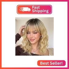 AISI HAIR Bob Curly Wig with Bangs Short Wavy Wigs for Women picture