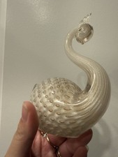 Murano Alfredo Barbini Glass Swan clear  Gold Bullicante Bubbles Vintage picture