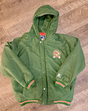 Vintage 90s Starter Miami Hurricanes Hooded Jacket Green Orange Men XL No Zipper picture