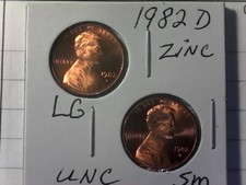 1982 D Lincoln Penny Small & Large Date ZINC UNCIRCULATED      picture