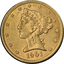 1901-S Liberty Gold $5 Nice BU Nice Eye Appeal Nice Strike picture
