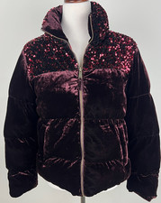 *NWT* MAEVE for Anthropologie 'Vera Sequined Velvet Puffer Jacket' - M, Wine picture