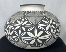Lee Cerno Acoma Pueblo Pottery Olla Black White Geometric Native American picture