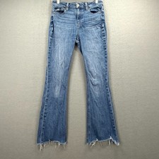 Paige Claudine Bootcut Jeans Womens 28x27* Blue Denim Pants Fray Raw Hem Cowgirl picture
