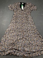 Boden Dress Womens 12R Multicolor Floral V Neck Flutter Sleeve Woven Maxi NWT picture