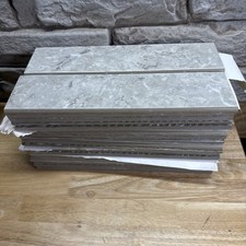 Marina Grey Bullnose 3-in X 12-in Polished Porcelain Marble Look Tile(Lot Of 34) picture